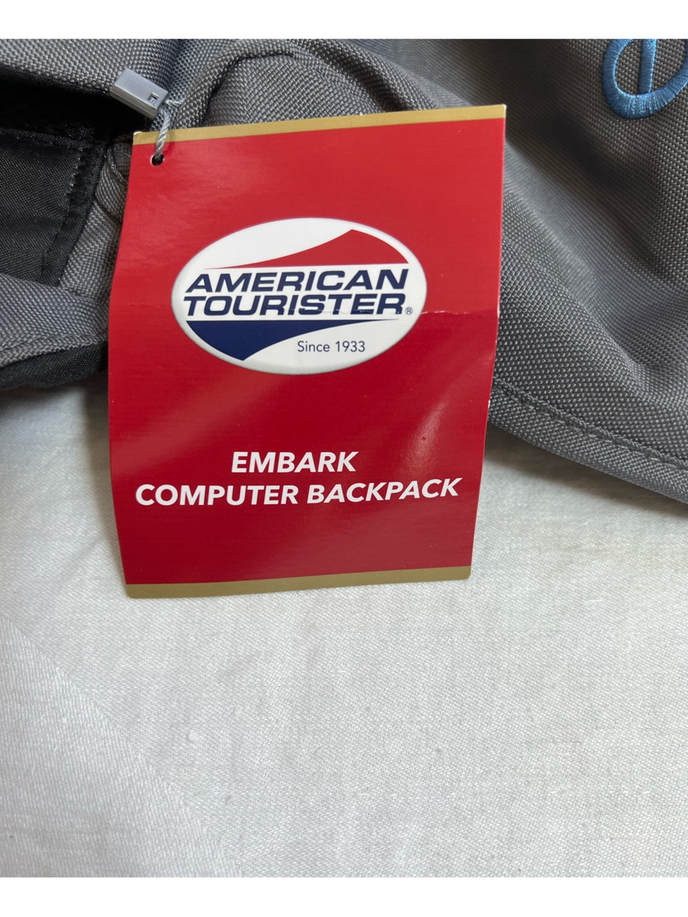 American Tourister EMBARK Computer Backpack "Ebay" Monogram NWT 18" Gray - Picture 6 of 10